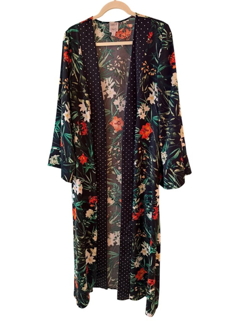 Jeannie Mai x INC Womens Open-front Floral Duster Cardigan Size L Casual Lounge